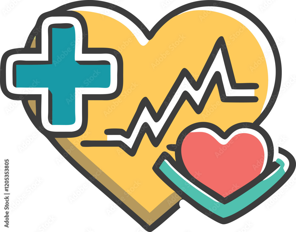 Obraz premium Healthcare and Love Icon – High-Quality Vector Graphic