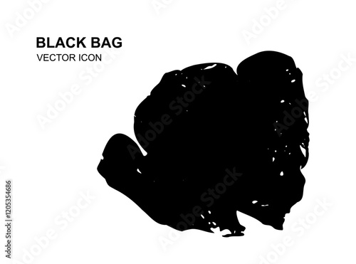 Garbage Bag Icon, Trash Package, Plastic Bin Bags, Black Polyethylene Waste Container