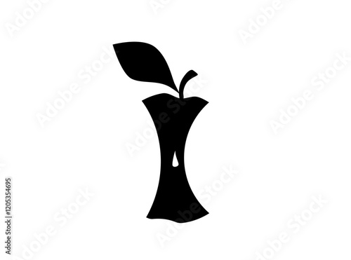 Dried Apple Core Icon, Organic Biodegradable Garbage Symbol, Fruits Compote Ingredient