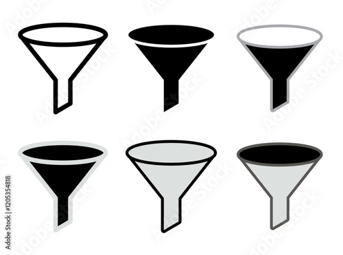 Plastic Funnel Icon, Kitchen Utensil Symbol, Equipment, Funneling Silhouette, Black Funnel Sign