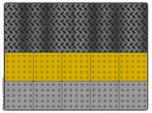 Tactile Paving, Yellow Tiles Pathway for Blind Handicap, Safety Sidewalk Walkway