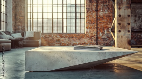 Modern Concrete Coffee Table in Stylish Industrial Living Room