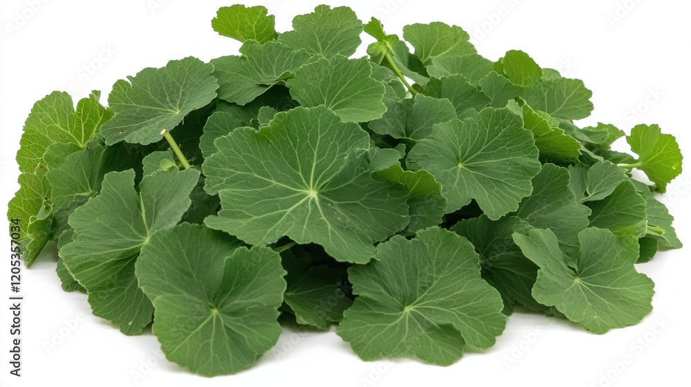 Fresh Green Leaves of Nasturtium Plant on White Background Fresh Green Leaves of Nasturtium Plant on White Background