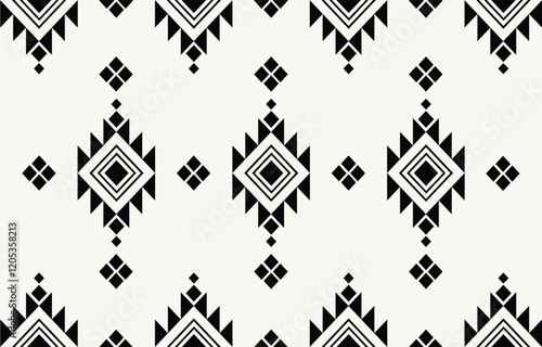 Ethnic tribal Aztec  black and white background. Seamless tribal pattern, folk embroidery, tradition geometric Aztec ornament. Traditional design for fabric, textile, print, rug, paper