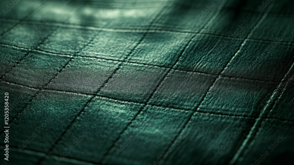 Dark Green Leather Texture With Grid Pattern Dark Green Leather Texture With Grid Pattern