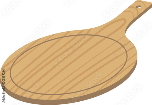 Round wooden cutting board isometric