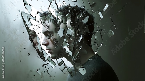 a visual representation of a person with fragmented reflections in mirrors, symbolizing the complexities and variations in behavior associated with personality disorders like borderline and narcissist
