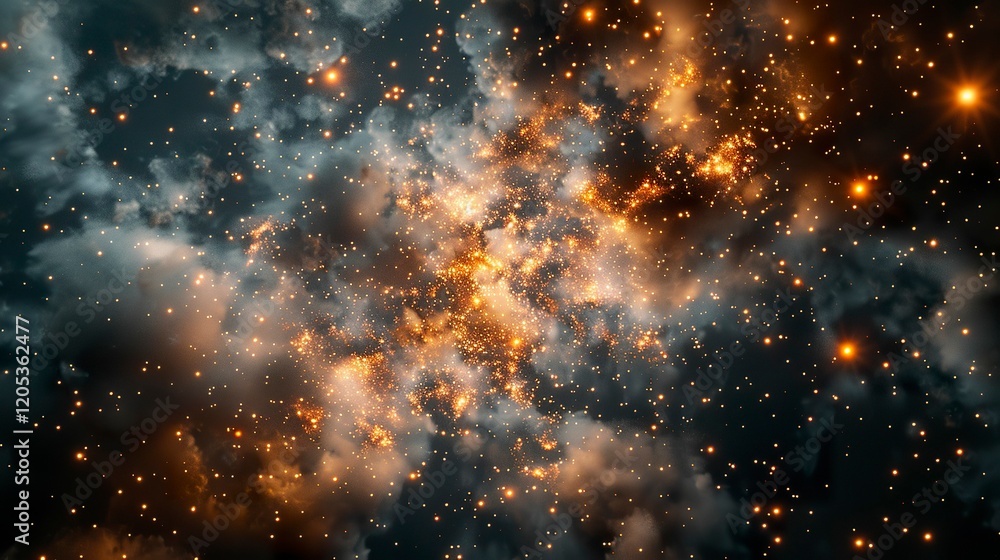 Naklejka premium A photo of fireworks illuminating a nebula.