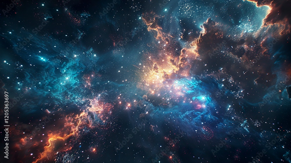 A photo of fireworks in the void of space. A photo of fireworks in the void of space.