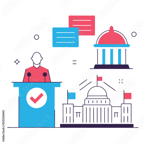 Vote! Election Icons: Ballot Box, Polling Station, Political Symbols, Campaign Graphics UK USA voter
