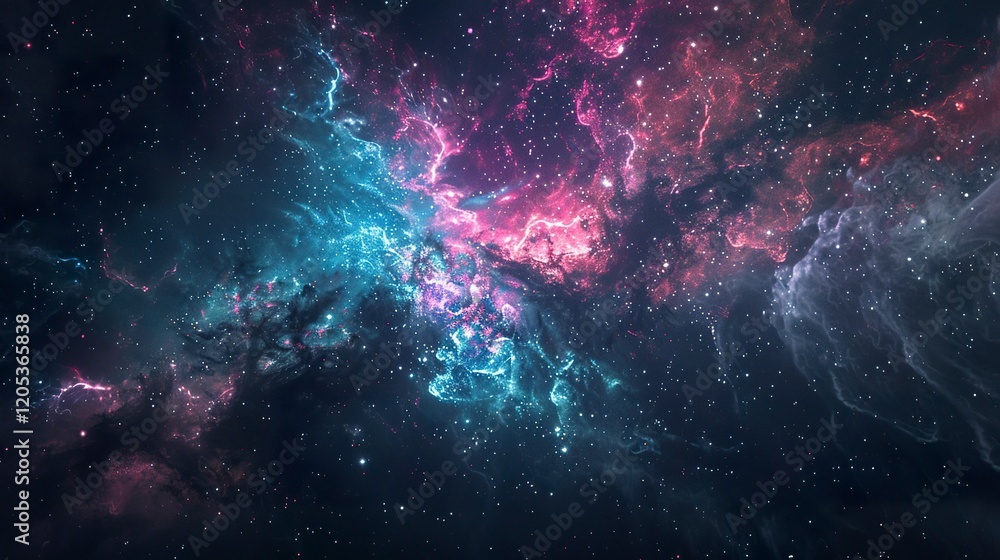 Obraz premium A photo of fireworks with a cosmic nebula.