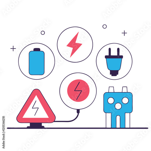 Monochrome Electrical Power Icons: Vector Graphics Set ohm sign flat watt black white energy symbol 