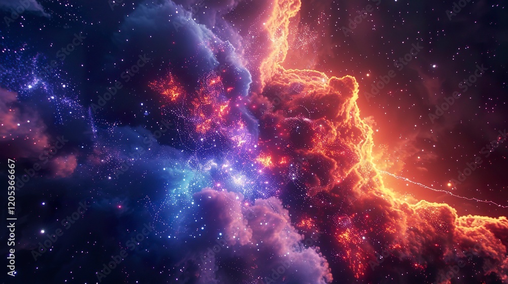 Obraz premium A photo of fireworks with an interstellar cloud.