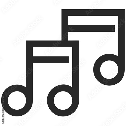 Musical notes in black and white simplistic design  