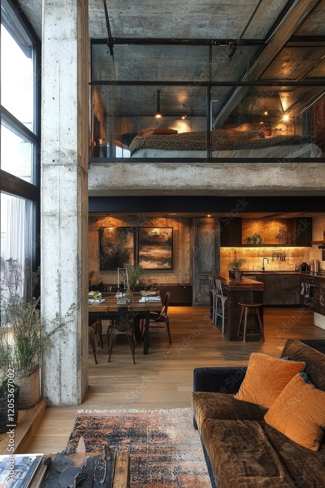 Industrial loft apartment, open concept, stylish design. Industrial loft apartment, open concept, stylish design.