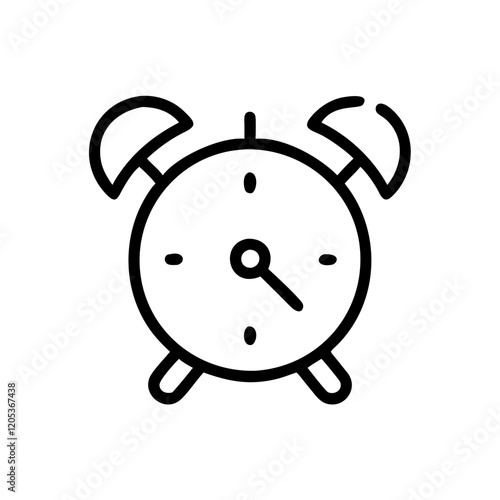 Line art alarm clock icon with two bells and a distinct face  