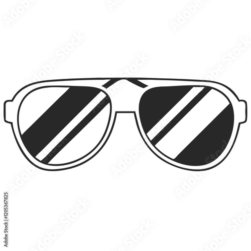 Black and white aviator sunglasses illustration in retro style