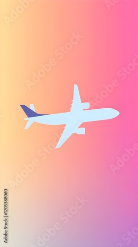Wallpaper Mural Modern Airplane Icon Rendered in Flat Design with Gradient Background Torontodigital.ca