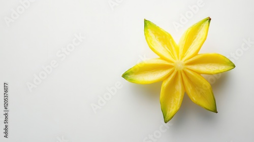 Wallpaper Mural A vibrant yellow star fruit is sliced in half, revealing its unique shape and texture, set against a clean white background. Torontodigital.ca