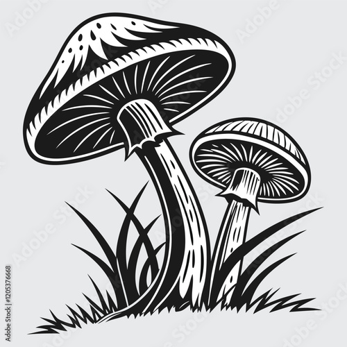 Mushroom image silhouette vector art and illustration