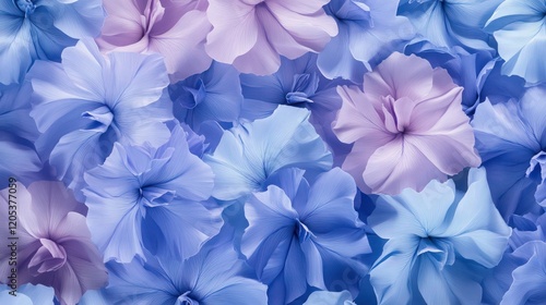 Wallpaper Mural Pink and blue flower petals overlapping in a soft textured arrangement serve as a delicate background for cosmetic branding. Torontodigital.ca