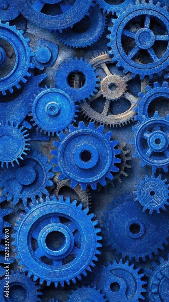 Blue Metal Gears Interlocking Complex Machinery Blue Metal Gears Interlocking Complex Machinery