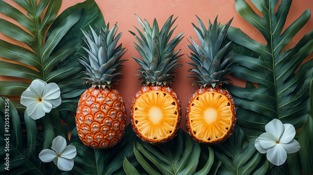 Fototapeta premium Tropical Pineapple Botanical Pattern