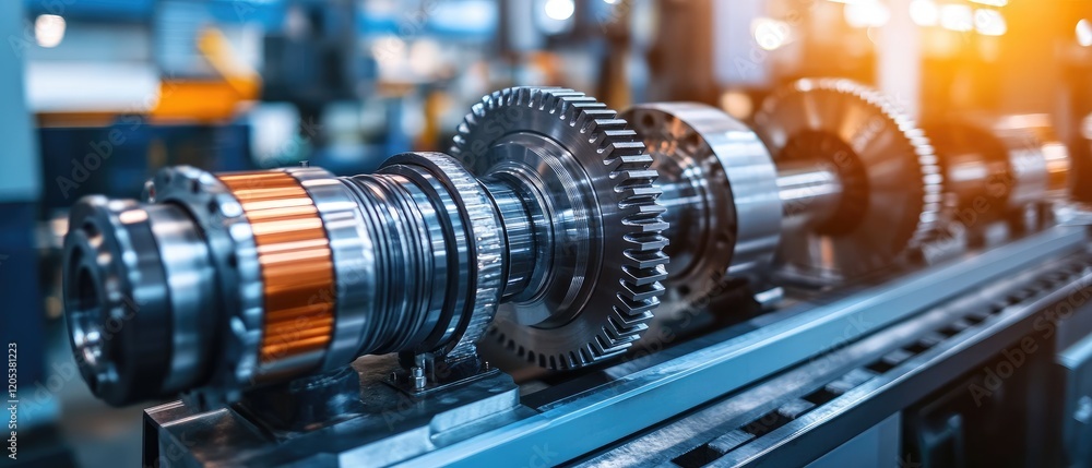 Fototapeta premium Precision Engineered Metal Gears and Motor Assembly