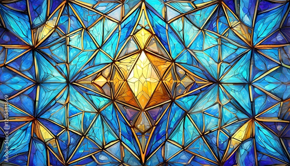 Fototapeta premium Diamond crystal stained glass texture, bright shades of colors and geometric shapes pattern