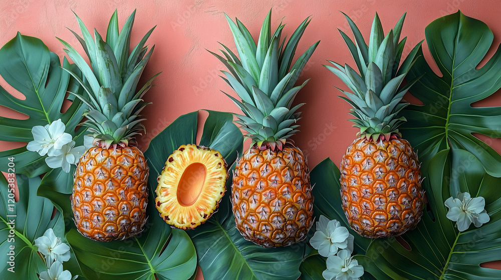 Fototapeta premium Tropical Pineapple Botanical Pattern