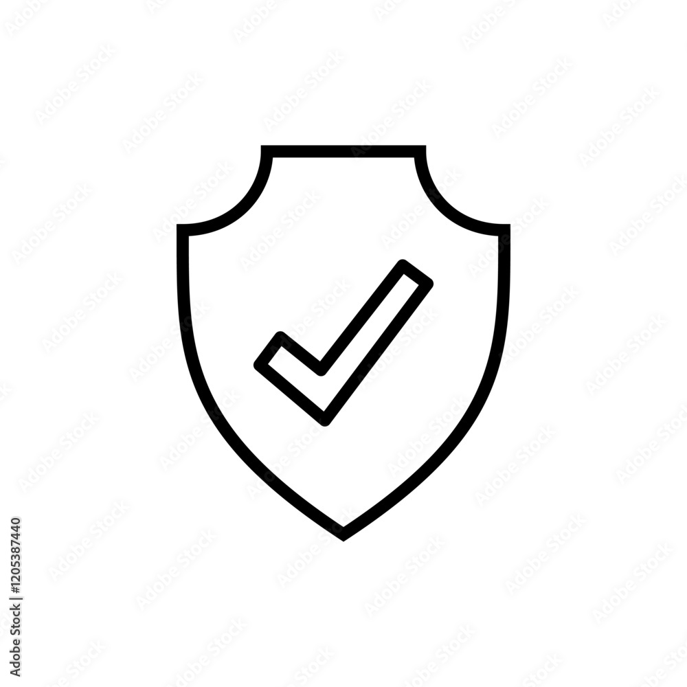 Shield check mark icon vector. Protection approve sign. Insurance icon Shield check mark icon vector. Protection approve sign. Insurance icon