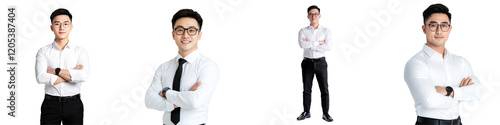 Professional Man in White Shirt Posed in Different Stances for Portraits