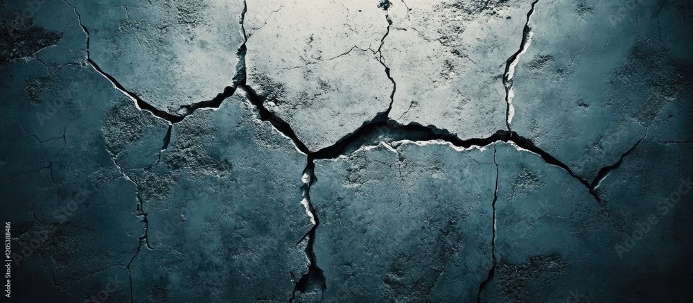 Obraz premium Deep Teal Cracked Concrete Wall Texture