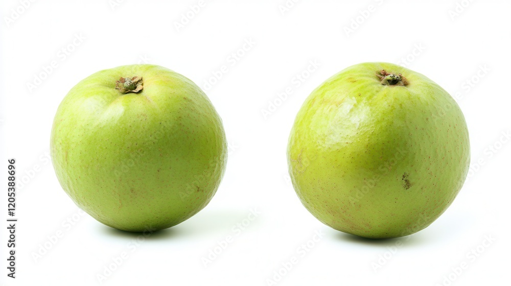 Two vibrant green apples rest side by side on a clean white surface, showcasing their glossy skin and fresh appearance. Two vibrant green apples rest side by side on a clean white surface, showcasing their glossy skin and fresh appearance.