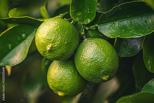 Spanish Lime Fruit. Fresh Raw Alimentary Fruit, Whole and Peeled with Edible Green Skin photo