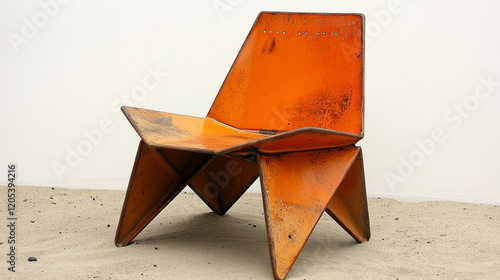 A metal chair with a unique and modern design for stylish seating photo