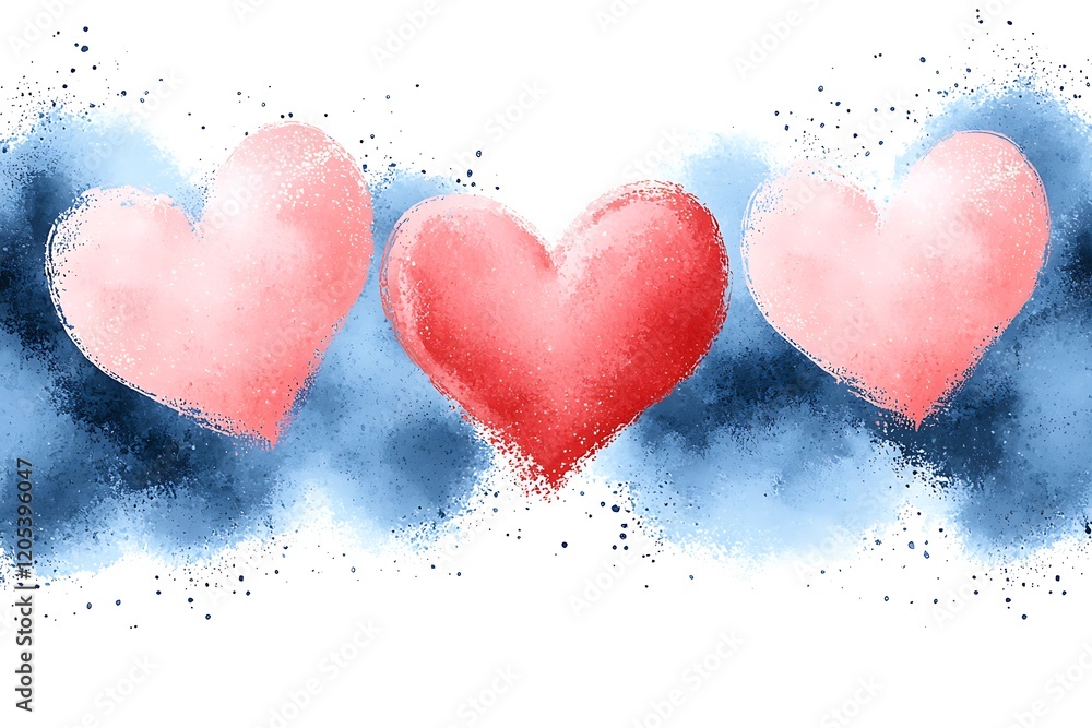 Obraz premium Valentine's day love celebration watercolor style hearts in harmony artistic expression