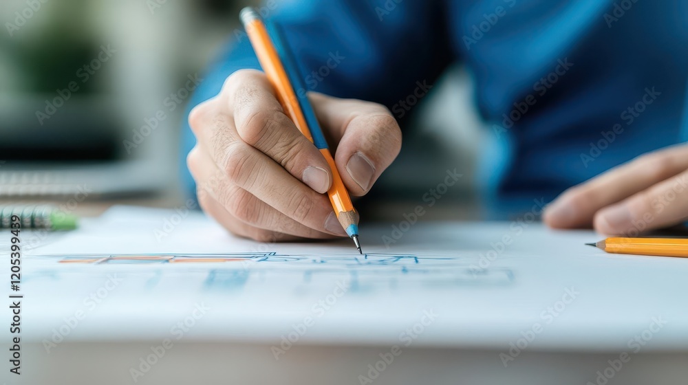 A detailed closeup of an engineer s hand drawing technical sketches, natural lighting, and artistic composition A detailed closeup of an engineer s hand drawing technical sketches, natural lighting, and artistic composition