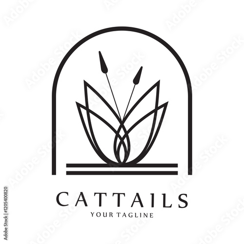 cattail logo vector illustration design, cattail silhouette vector design