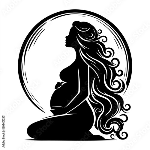 silhouette of a pregnant woman. Pregnant woman silhouette. A pregnant woman black icon on a white background