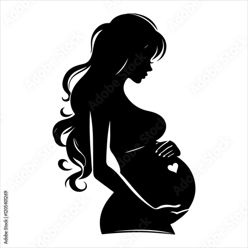 silhouette of a pregnant woman. Pregnant woman silhouette. A pregnant woman black icon on a white background