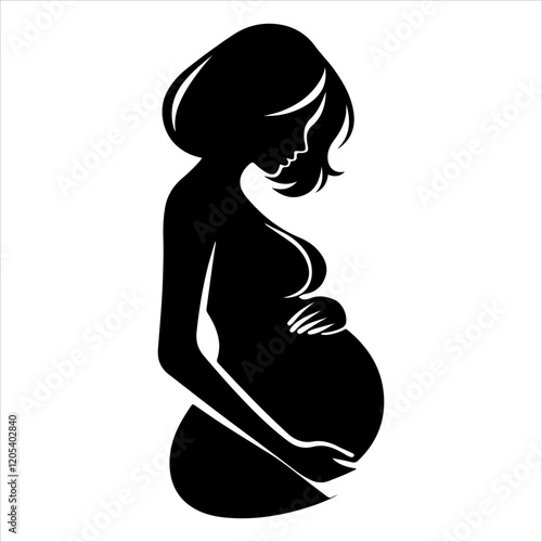 silhouette of a pregnant woman. Pregnant woman silhouette. A pregnant woman black icon on a white background