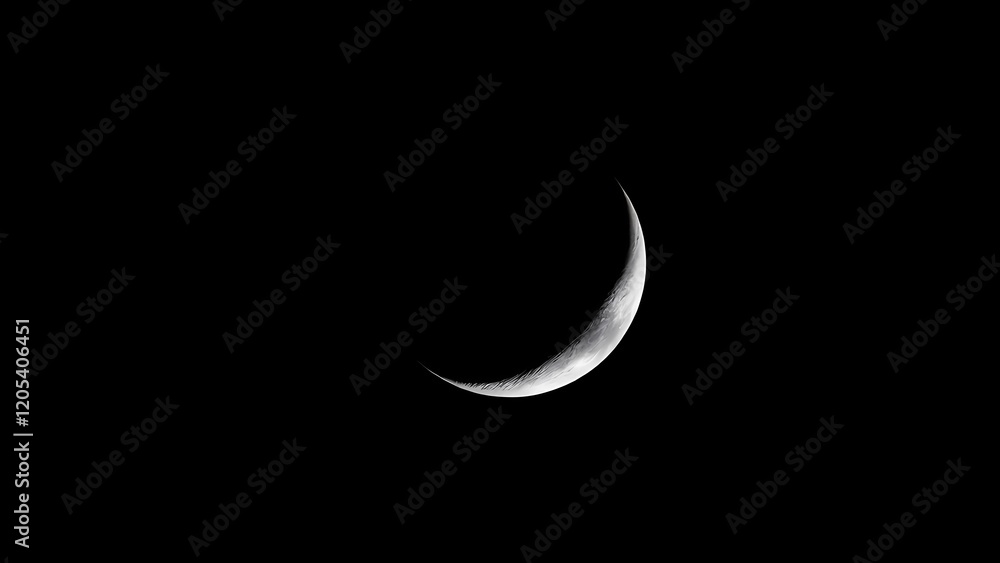 A Serene Crescent Moon Glows Softly in the Dark Sky, Creating a Tranquil and Captivating Nighttime Scene A Serene Crescent Moon Glows Softly in the Dark Sky, Creating a Tranquil and Captivating Nighttime Scene