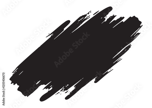Best Grunge Badge Brush Hand Drawn Black Sticker Black Brush Stroke Vector Illustration for Creative Designs.