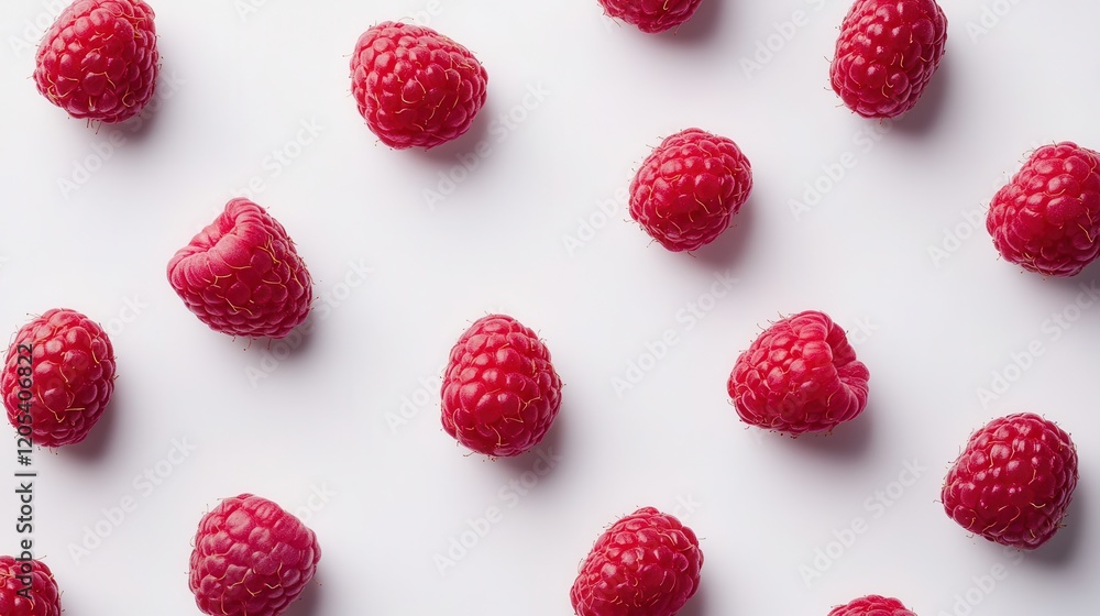 A close-up view of fresh raspberries displaying vibrant red hues against a clean white backdrop, emphasizing their juicy texture and natural beauty. A close-up view of fresh raspberries displaying vibrant red hues against a clean white backdrop, emphasizing their juicy texture and natural beauty.