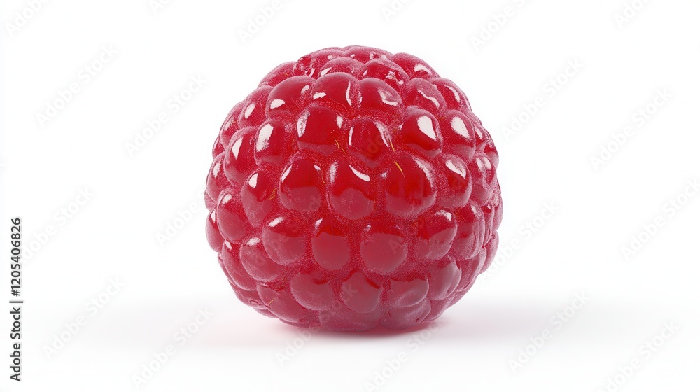 Fresh araffe raspberry displayed prominently against a clean white background, highlighting its vibrant color and texture. Fresh araffe raspberry displayed prominently against a clean white background, highlighting its vibrant color and texture.