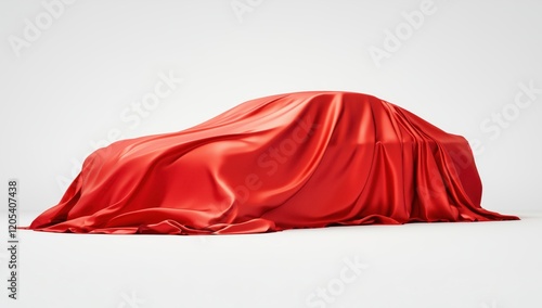 car in the garage hidden by fabric photo