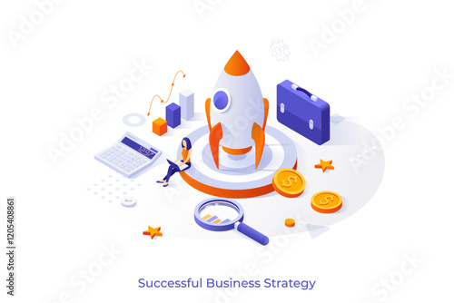 Modern Isometric Business Template. Vector