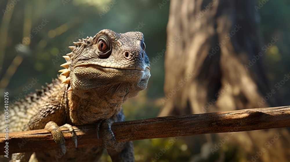 Obraz premium A photo of a reptile responding to target training
