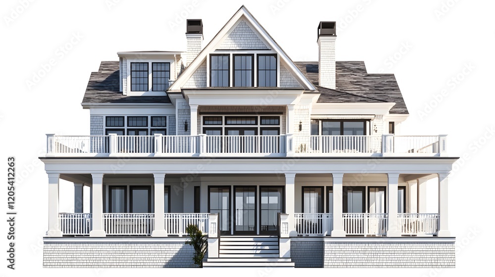 Fototapeta premium High-Tech Mansions with Cantilevered Designs In White Background